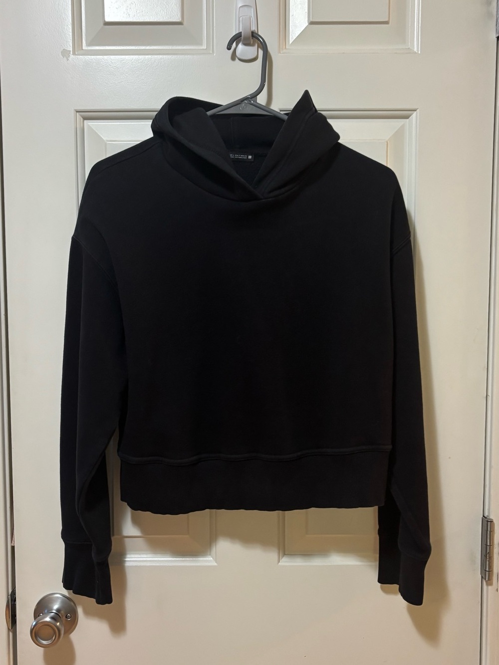 Zara Black Cropped Hooded Sweatshirt